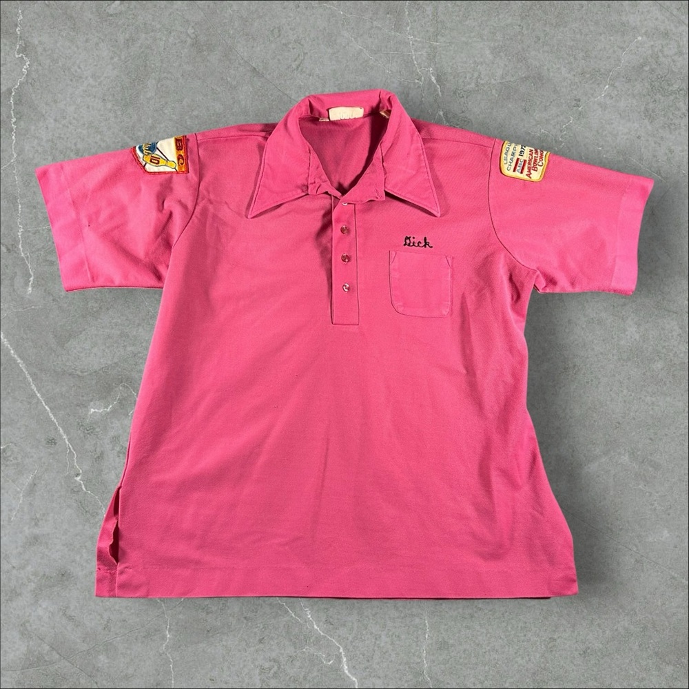 Vintage King Louie Shirt Men XL Pink Bowling 60s 70s Dick ABC CLUB Gee Bees Rare